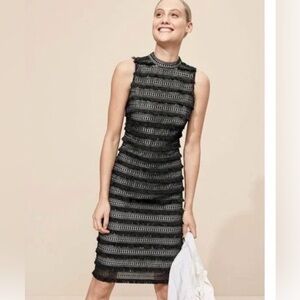 NWOT J. Crew Black Fringe Lace Sheath Dress Size 6